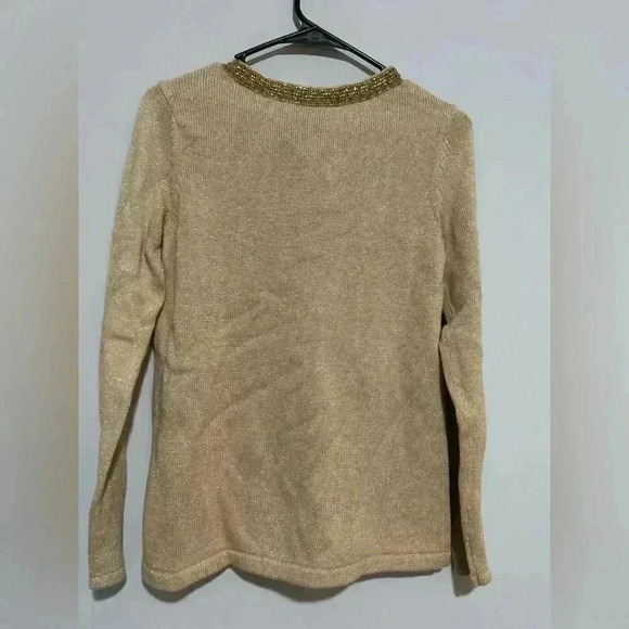 J. McLaughlin Metallic Gold Bateau Beaded Pullover Sara Sweater Size S - Picture 5 of 5